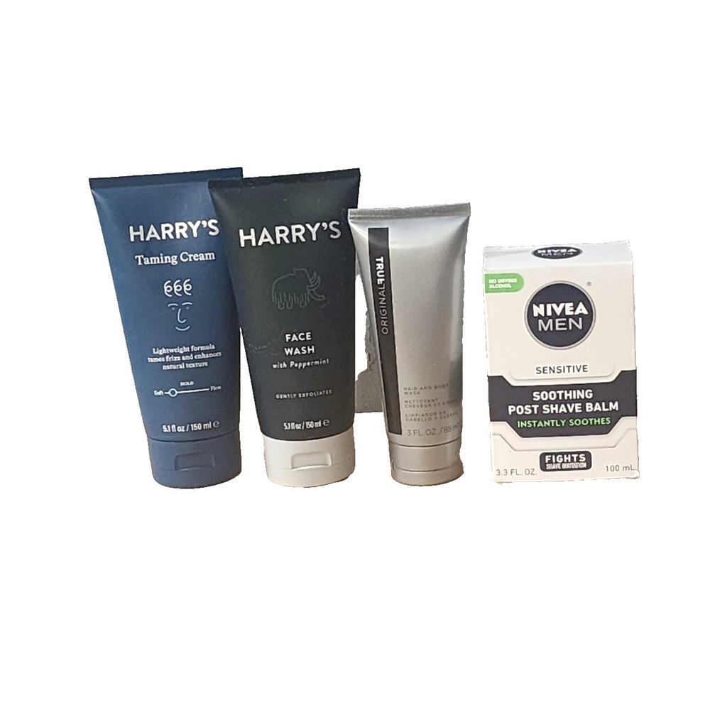 4x Of Mens Products Harrys Face Wash, Herrys Taming Cream,True, Nivea Shave Balm